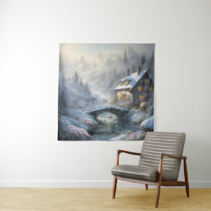 Tenture Beau paysage moderne d'hiver de neige