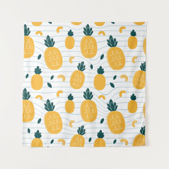 Tenture Beauté ananas : Motif tiré à la main (Devant)