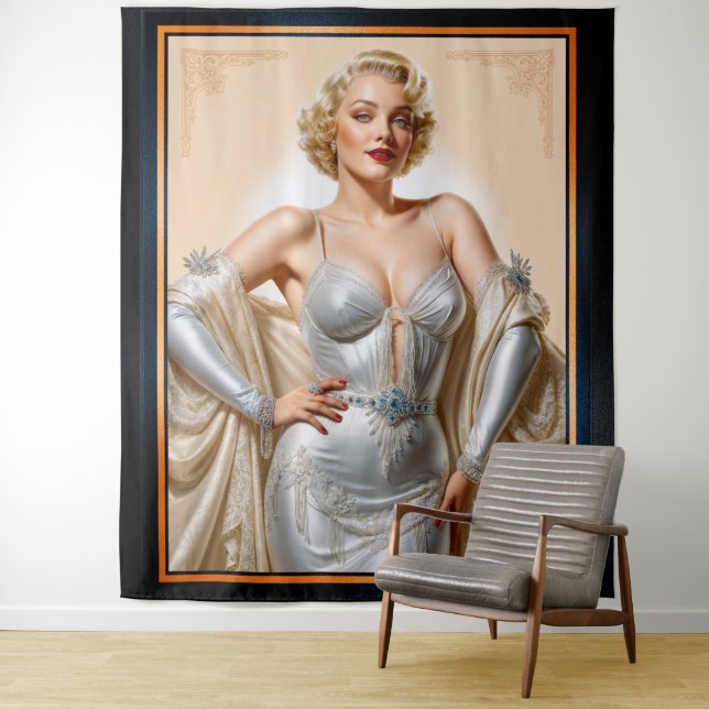 Tenture Beauté Blonde Hollywood Glamour Rétro (En situation)
