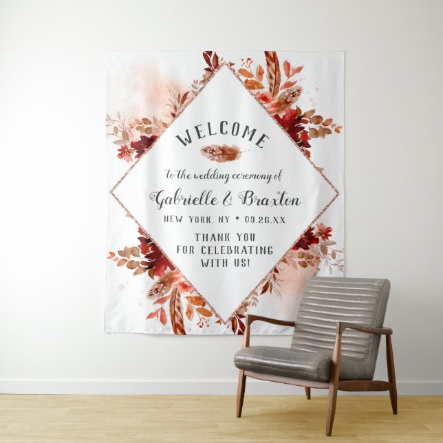 Tenture Beauté Rustique Fleurs de Mariage d'Automne Cadre  (En situation)