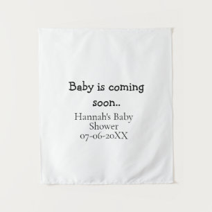 Tenture Bébé arrive bientôt nom date baby shower machine à
