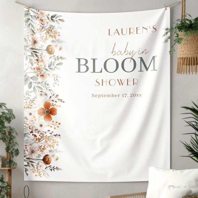 Tenture Bébé Boho en Fleur Fond de Fête aux Fleurs Sauvage (Créateur téléchargé)