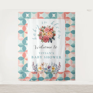 Tenture Bébé en Fleur Baby shower en tuiles florales Bienv