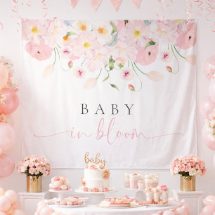 Tenture Bébé en fleurs Fête de naissance bébé fille rose
