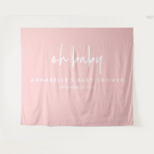 Tenture Bébé fille baby shower rose moderne typographie un