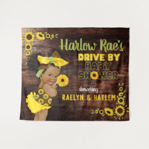 Tenture Bébé fille ethnique adorable Tournesol jaune Rus