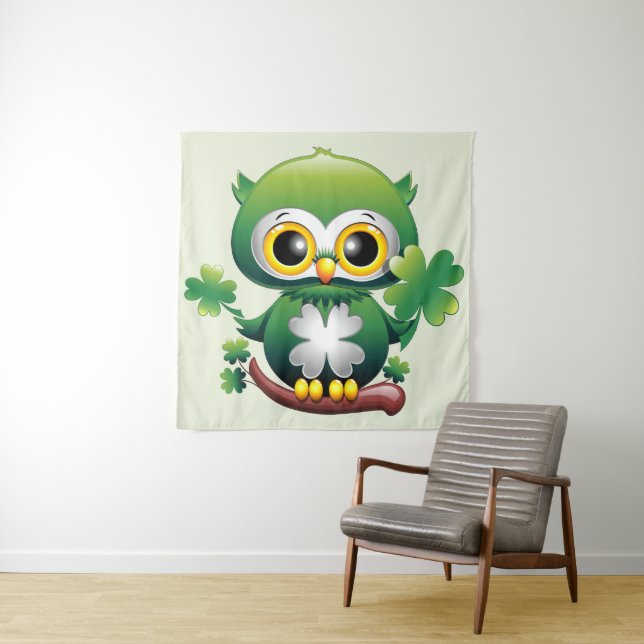 Tenture Bébé Hibou Mignon St Patrick Dessin Animé (En situation)