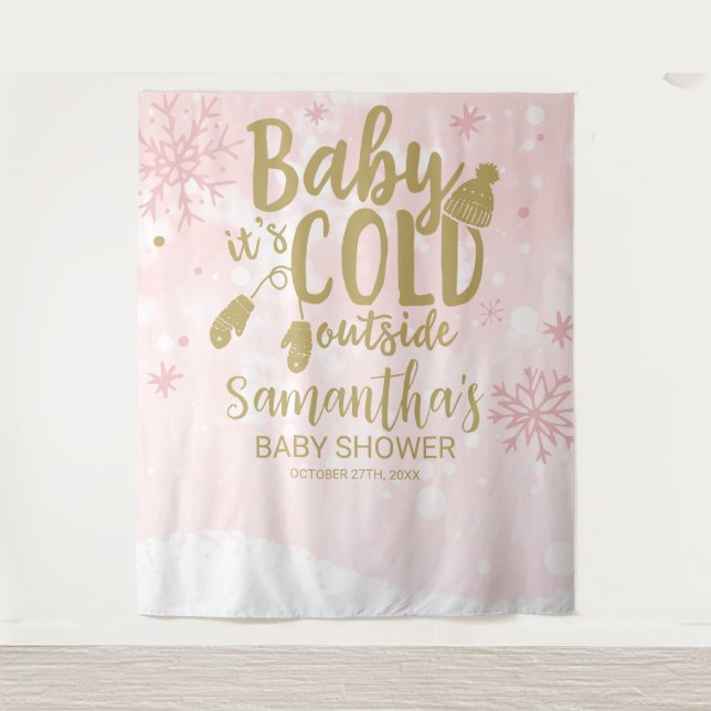 Tenture Bébé Il fait froid dehors Baby shower d'hiver Cont (Devant)