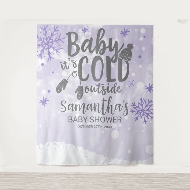 Tenture Bébé Il fait froid dehors Baby shower d'hiver Cont (Devant)