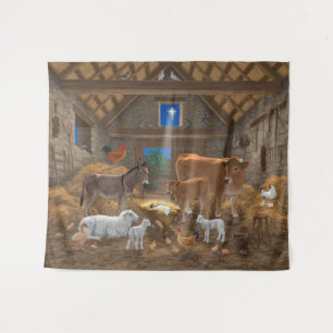 Tenture Bébé Jésus Crèche Sainte Nuit Noël Nativité