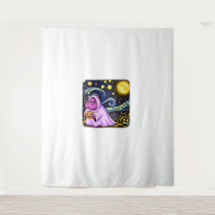 Tenture Bébé mignon Moo Deng Halloween Van Gogh Starry Nui
