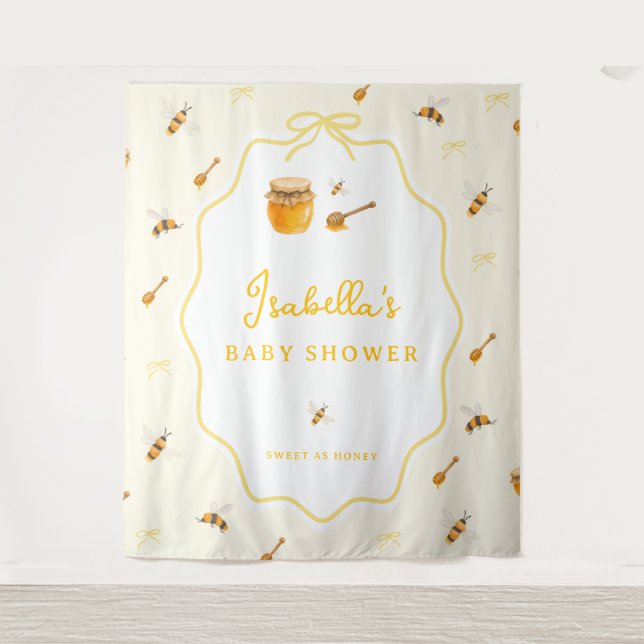 Tenture Bébé Shower Abeille Miel Jaune Doux comme du Miel (Devant)
