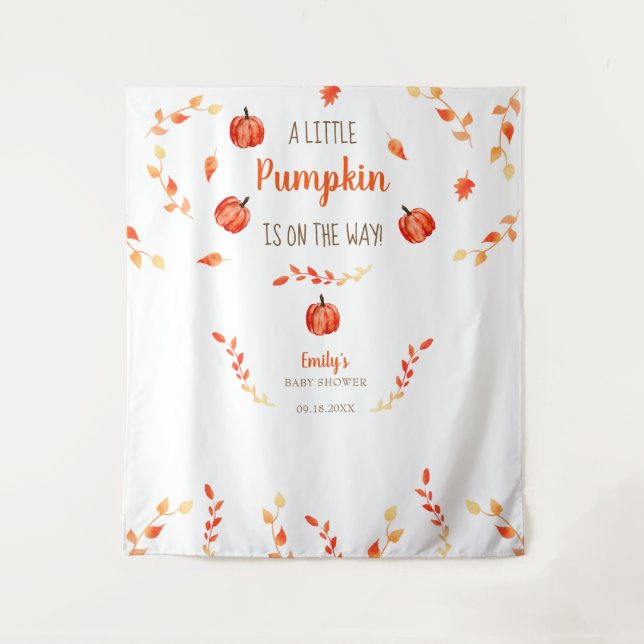 Tenture Bébé Shower de feuilles d'automne de petite citrou (Devant)