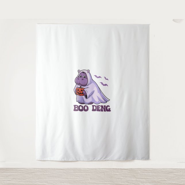 Tenture Bébé thaï mignon Hippo Moo Deng Boo Deng fantôme H (Devant)