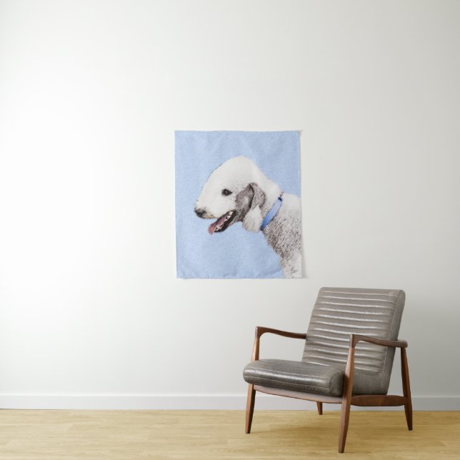 Tenture Bedlington Terrier Peinture - Art Chien original (En situation)