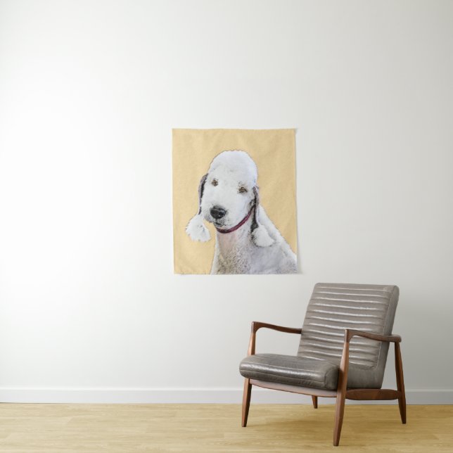 Tenture Bedlington Terrier Peinture - Art Chien original (En situation)