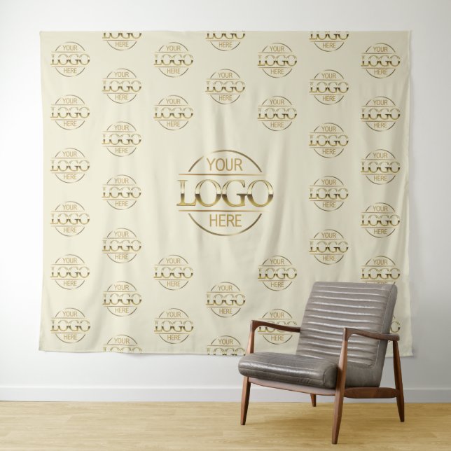 Tenture Beige Business Logo Step & Repeat Backdrop Banner (En situation (horizontale))