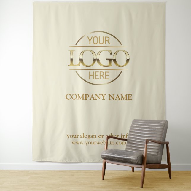 Tenture Beige Custom Business Logo Trade Show Backdrop (En situation)