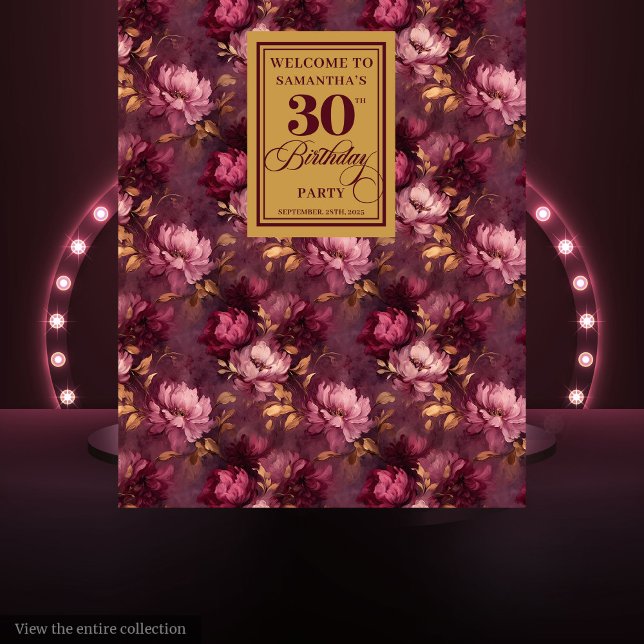 Tenture Belle Bourgogne Blush Gold Boho 30e anniversaire (Lovely Burgundy Blush Gold Boho 30th Birthday Tapestry)