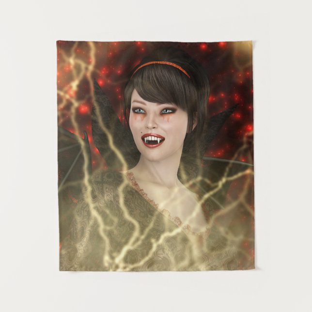 Tenture Belle Dame Vampire Style de Sorcière Halloween Par (Devant)