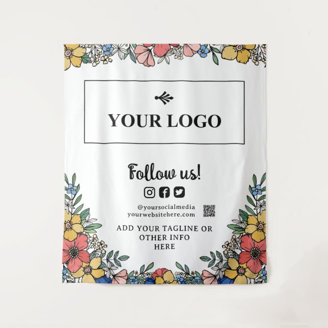 Tenture Belle Florale Jaune Votre Logo Code QR Contexte (Devant)