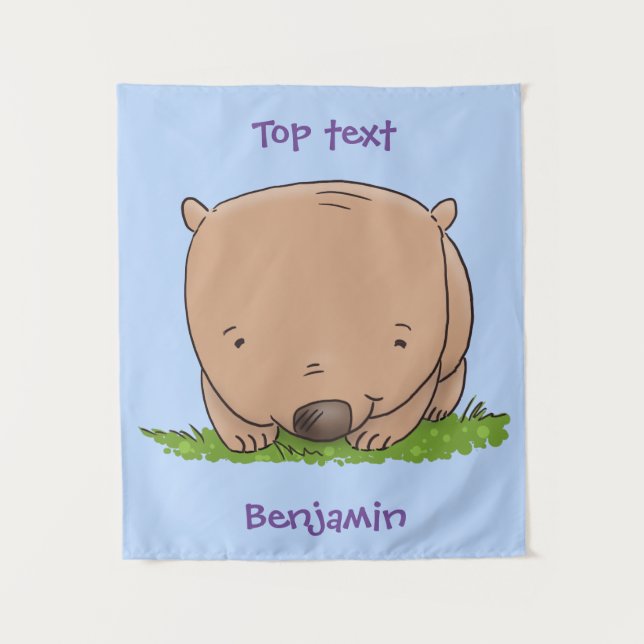 Tenture Belle illustration de dessin animé de bébé wombat (Devant)