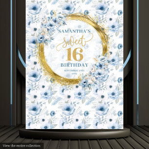 Tenture Belle Pastel Blue Sweet 16 Gold Parties scintillan