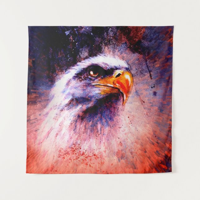 Tenture belle peinture d'aigle sur un dos abstrait (Devant)