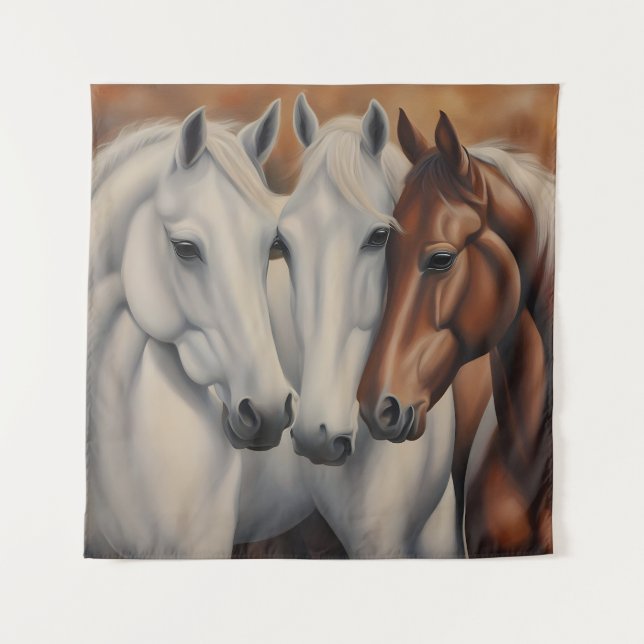 Tenture Belle peinture de chevaux (Devant)