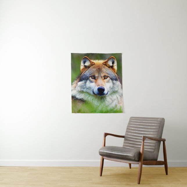 Tenture Belle tête de loup Peinture (En situation)