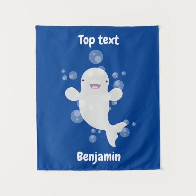 Tenture Béluga mignon bulles dessin de dessin animé (Devant)