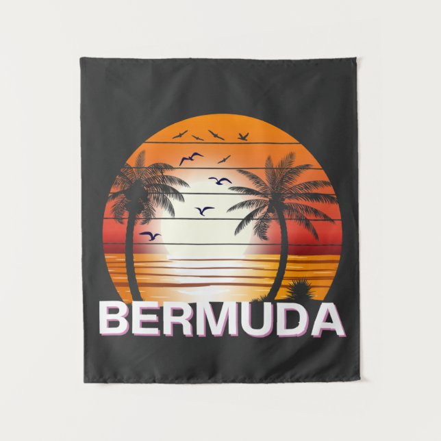 Tenture Bermudes Palmiers Vintages Plage d'été (Devant)