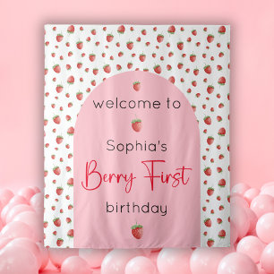 Tenture Berry First Strawberry Anniversaire Contexte