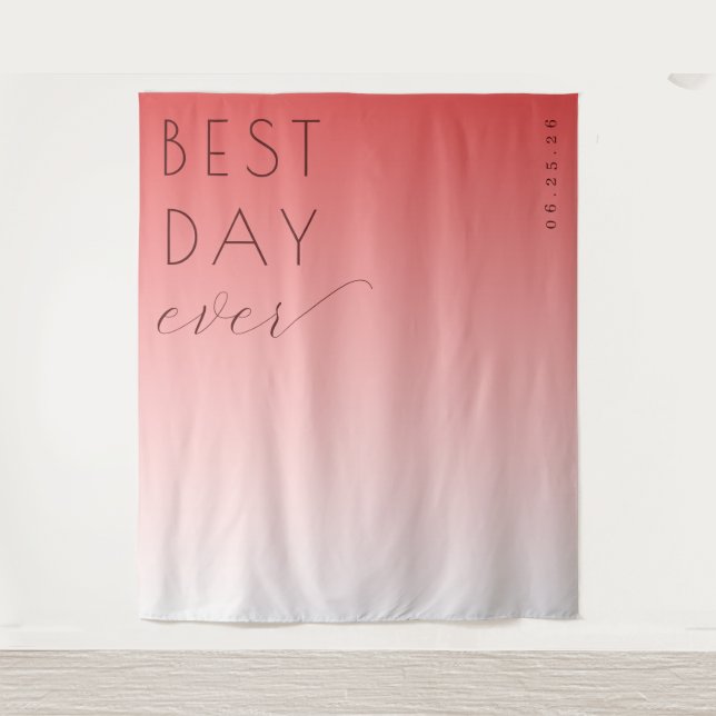 Tenture Best Day Ever Joyful Pink Gradient Minimalist (Devant)