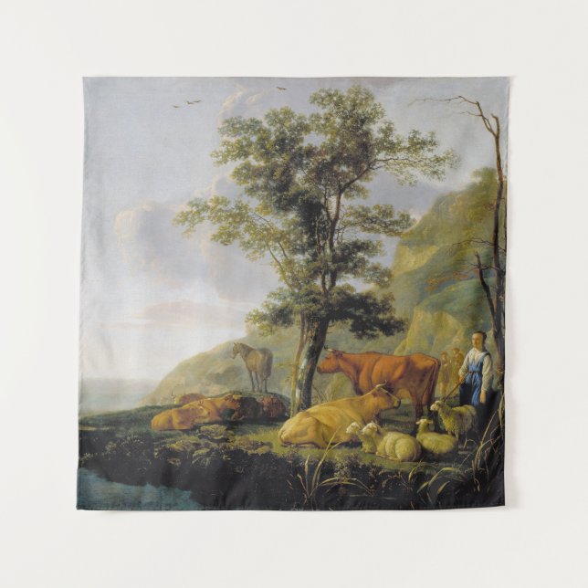 Tenture Bétail près d'une rivière  Aelbert Cuyp   (Devant)