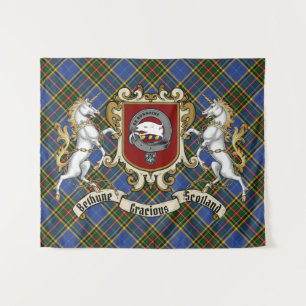 Tenture Bethune Clan Badge & Unicorns avec Tartan