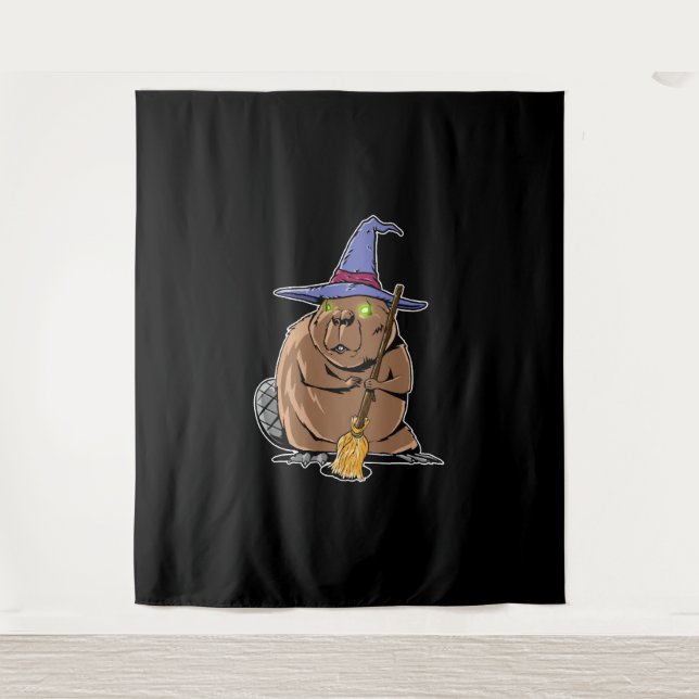 Tenture Bever habillé comme sorcière - Halloween Beaver (Devant)