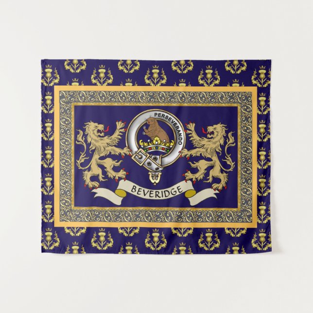 Tenture Beveridge Clan Badge Personnalisé Bleu (Devant (Horizontal))
