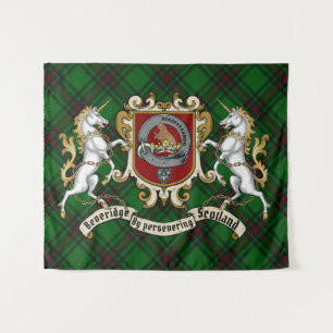 Tenture Beveridge Clan Badge & Unicorns avec Tartan