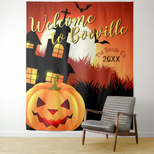 Tenture Bienvenue à Booville Halloween   Toile de fond de 