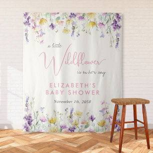 Tenture Bienvenue à la Baby Shower Fleur Sauvage Bohème Aq