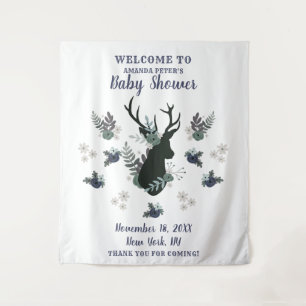 Tenture Bienvenue à la Baby Shower Rustique Tête de Cerf F