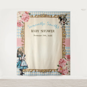 Tenture Bienvenue à la Baby Shower Vintage Alice au Pays d