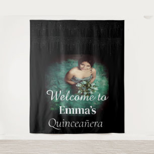 Tenture Bienvenue à la fête d'anniversaire de la Quinceañe