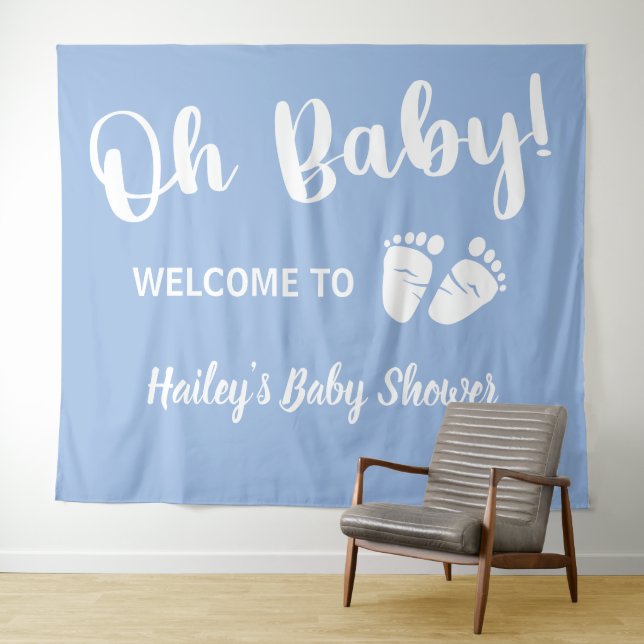 Tenture Bienvenue à la fête de bébé garçon (En situation (horizontale))