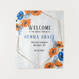 Tenture Bienvenue à la fête de mariage bleu et orange Pepp