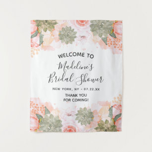 Tenture Bienvenue à la réception de mariage succulente flo