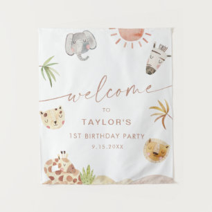 Tenture Bienvenue à l'anniversaire des animaux de la jungl