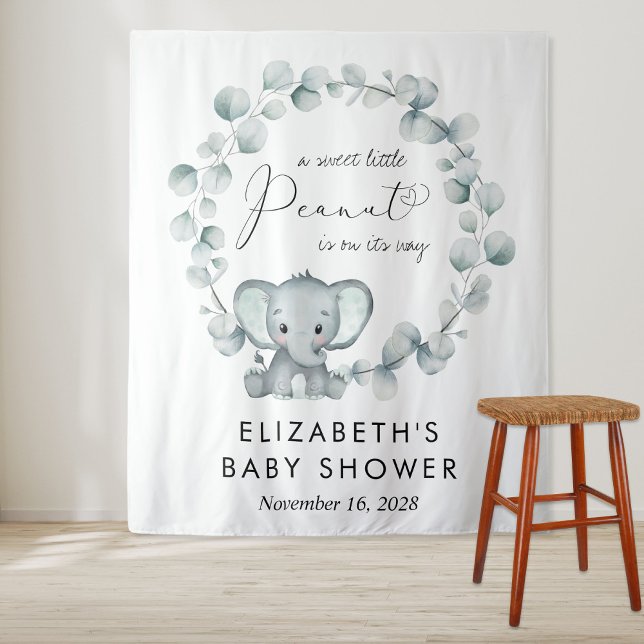 Tenture Bienvenue au Baby shower Eléphant Cute Eucalyptus (Créateur téléchargé)