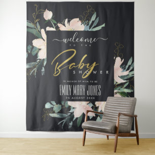 TENTURE BIENVENUE AU BÉBÉ SHOWER FLEURS AURÉOLÉES DE ROSE